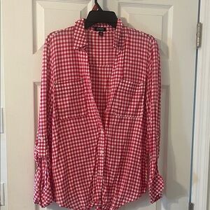 Jones New York Red and White Plaid Shirt